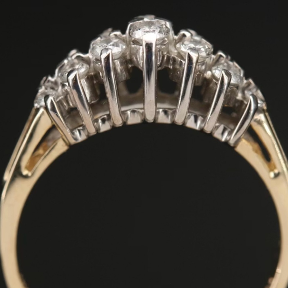 14K Diamond Pyramid Ring with Open Gallery - Picture 3 of 7